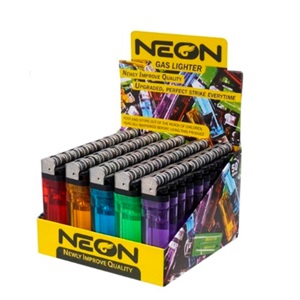 [08228] Neon Flint Lighter Assorted Colors 50ct